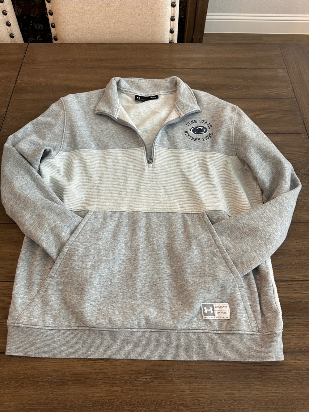 Men’s loose fit UnderArmor Penn State pull over 3/4 zip up sweatshirt